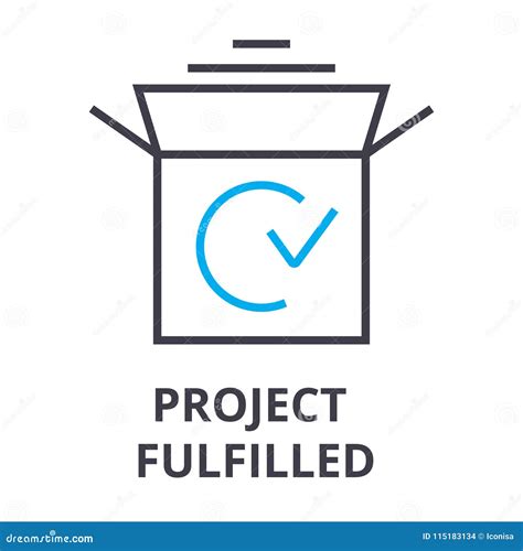 Project Fulfilled Thin Line Icon Sign Symbol Illustation Linear