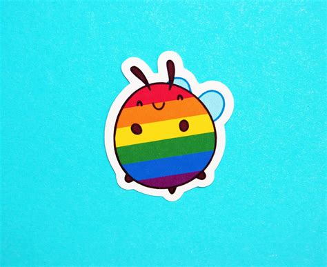 Lgbtq Bee Bee Proud Rainbow Gay Pride Sticker Etsy