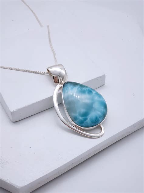 Larimar And Sterling Silver Pendant D0006 With Beautiful Blue Etsy In