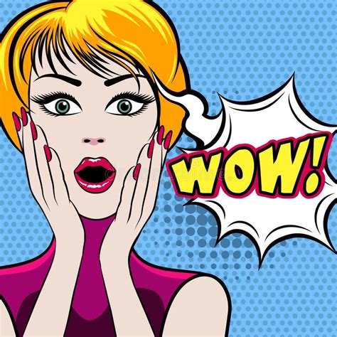 Surprised Woman Face With Wow Bubble Stock Vector Illustration Of