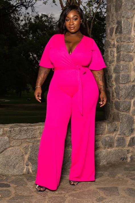 plus size dilliah wide leg jumpsuit fuchsia pink fuchsia outfit fashion plus size fashion