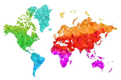 Geometric World Map In Colors Custom Designed