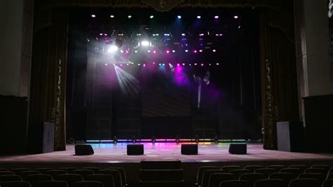 Multicolored Spotlights At A Concert Empty Stage Before A Concert