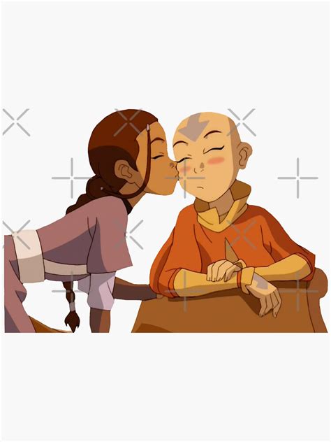 Katara And Aang Kiss Sticker By Realtas Redbubble