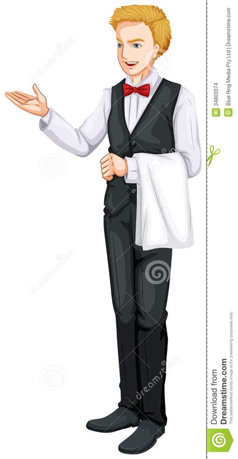 A Smiling Waiter Stock Illustration Illustration Of Tray 34803374