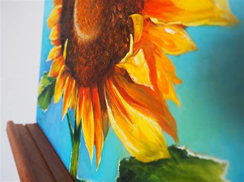 Sunflower Oil Painting On Canvas Wall Art For Farmhouse Ukraine Decor