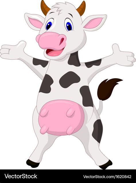 Happy Cow Cartoon Royalty Free Vector Image Vectorstock