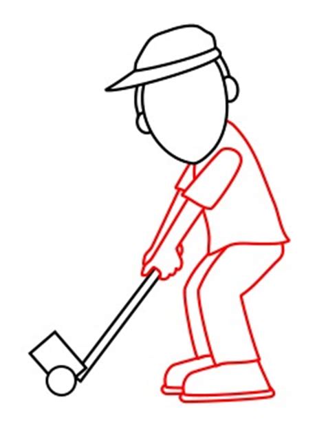 Approach the ball on the green. Drawing a cartoon golfer