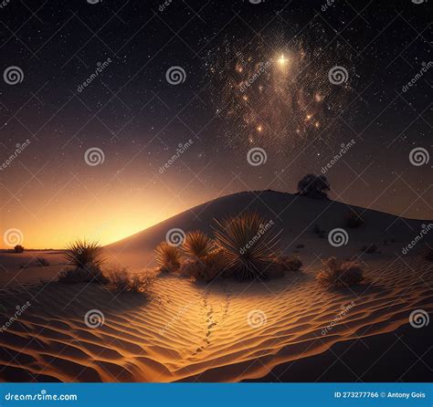 Desert Starry Night Fictional Desert Landscapes Created In High