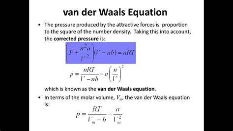 Van Der Waals Equation Calculator For Pressure Slidesharetrick