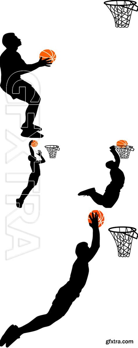 Stock Vectors Black Silhouettes Of Men Playing Basketball On A White
