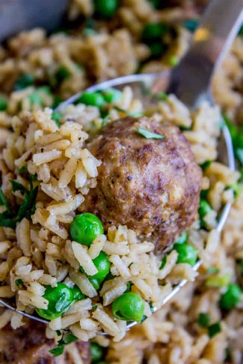 Meatballs And Rice Recipe One Skillet The Food Charlatan