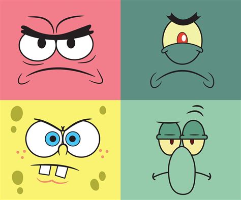 Spongebob Characters Bundle Faces Svg Png Dxf Eps Layered Etsy