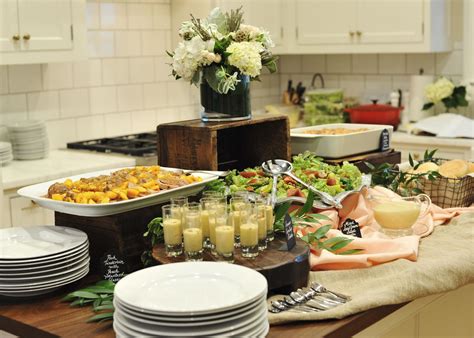 Sample dinner buffet menu salads garden salad with cucumbers, cherry tomatoes, carrots, and a variety of garden vegetables served with herb dijon red wine vinaigrette spinach salad with grilled portobello mushrooms, roasted asparagus and red peppers, cheese and aged balsamic vinaigrette caesar salad with garlic croutons and either reggiano or gorgonzola cheese baby arugula salad … Scrumptious Catering Company | Dinner party buffet ...