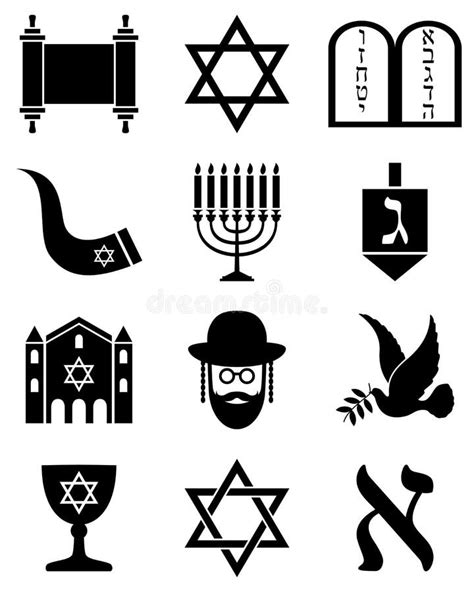Judaism Black And White Icons Stock Vector Illustration Of Elements