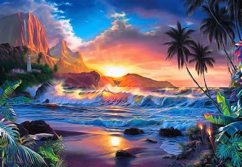 Sunset on the beach painting Tengerparti naplemente festmény Megaport Media képek
