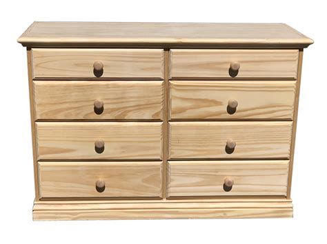 Wide Wooden Drawer Dresser Solid Pine Unfinished Chest Of Drawers Fully Assembled