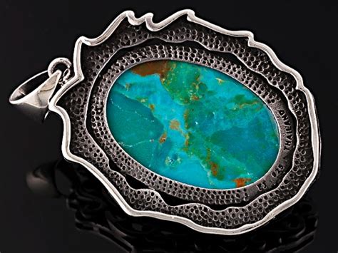 Southwest Style By Jtvtm Oval Cabochon Turquoise Sterling Silver Pendant