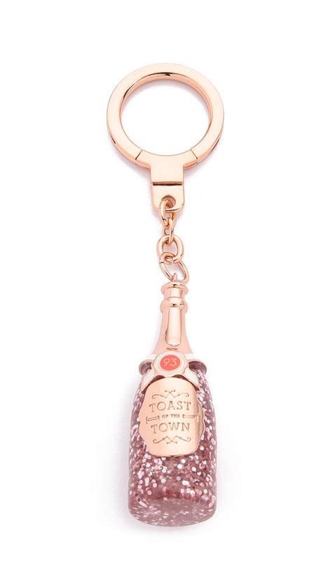 Kate Spade Champagne Bottle Keychain Rose Gold In Pink Lyst