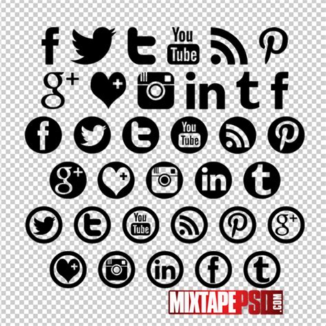 Black Social Media Icons Graphic Design Mixtapepsdscom