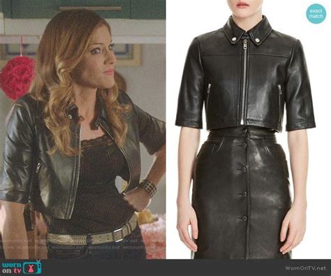 Charlottes Black Cropped Leather Jacket On Lucifer Outfit Details