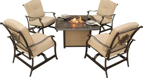 Fire pits for the backyard make a wonderful addition for warmth and entertainment. Hanover Traditions 5 Piece Outdoor Fire Pit Table Set