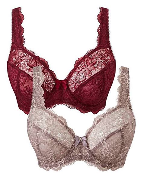 2 Pack Ella Lace Full Cup Wired Bras Crazy Clearance
