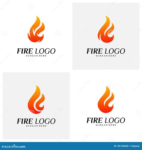 Set Of Fire Logo Design Concepts Flame Logo Template Vector Stock