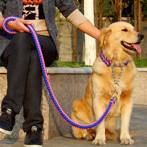 High Quality Strong Rope Dog Training Collar Lead Nylon Knit Traction