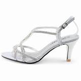 Silver Strappy Low Heels Images