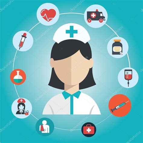 Doctor Concepto De Enfermera Conjunto De Iconos Planos Hospital Doctor Trabajos De Enfermería