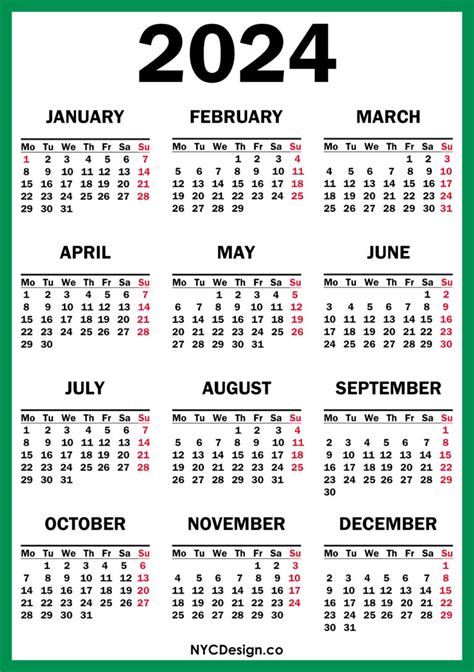 Small 2024 Yearly Calendar To Print Rycca Roseanna