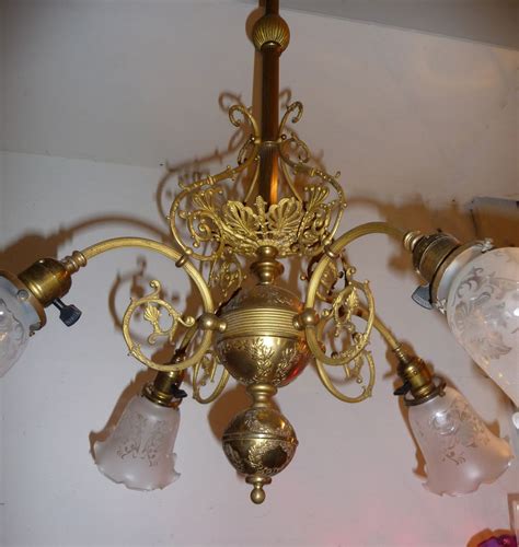 Pair Brass Chandeliers American Victorian C 1900 From Dixonsantiques