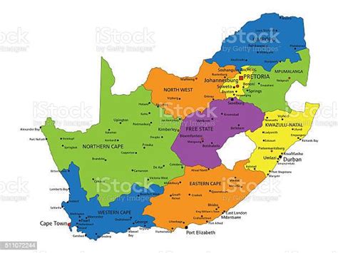 Colorful South Africa Political Map With Clearly Labeled Separated