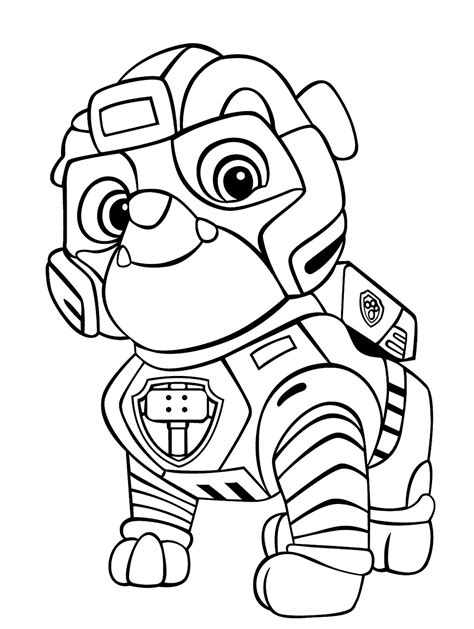 Rubble in a difficult situation. Mighty Pups Charged Up Rubble Is Ready Coloring Page