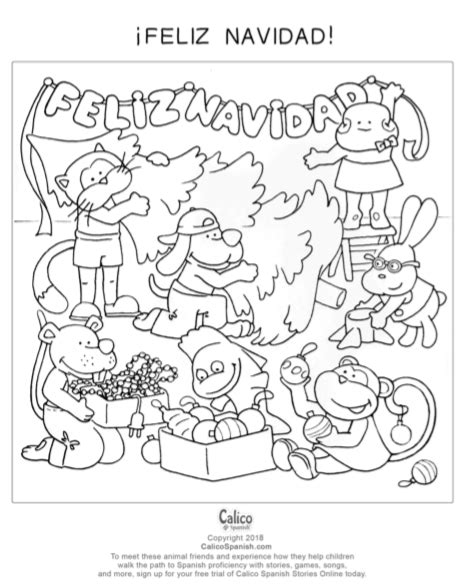 Animals Feliz Navidad Coloring Pages - Free Printable Coloring Pages