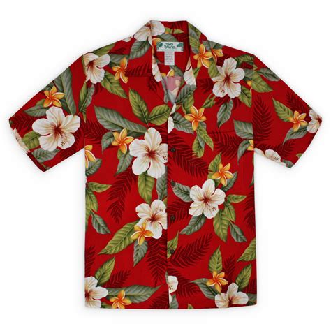 Men S Hawaiian Flowers Shirt Tahitian Magic Red RaraPrints