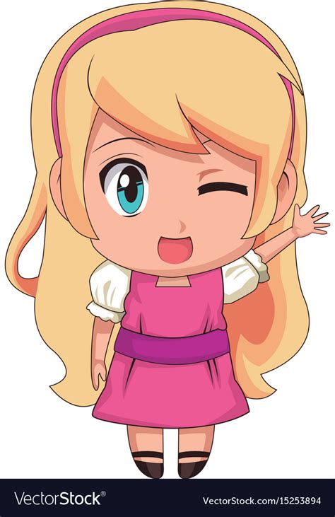 Cute Anime Chibi Little Girl Cartoon Style Vector Image