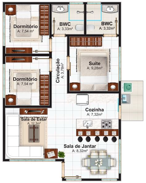 Casa Santo Andre Pequena Com 3 Quartos E Suite Plantas De Casas