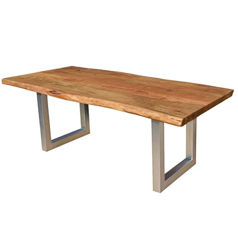 Create a new look in the dining room with a dining table base from kitchensource.com. Hankin Wood & Iron Base Live Edge Dining Table