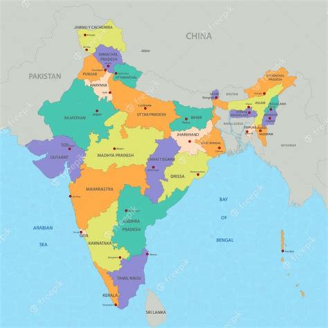 Mapa Da índia Vetor Premium