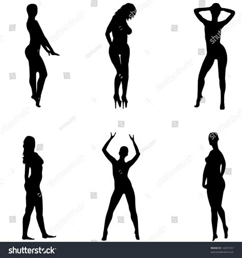 Silhouettes Girls Sexual Poses Without Clothes Stock Vector 14291257