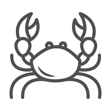 Crab With Big Claws Crustacean White Background Line Style Icon 2605606