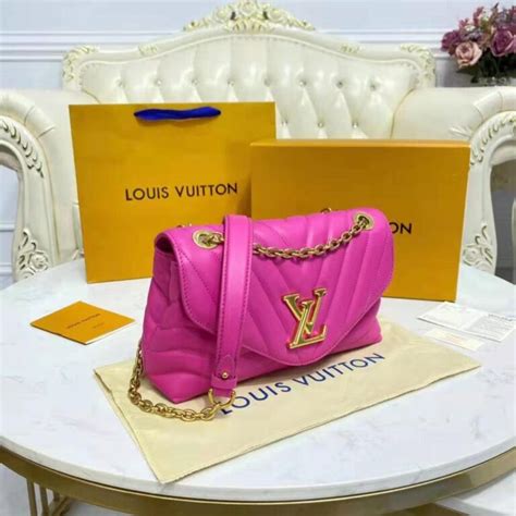 louis vuitton lv women new wave chain bag handbag agathe pink smooth cowhide leather lulux