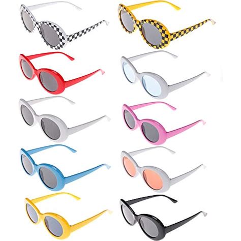 10 Pack Clout Oval Goggles Retro Thick Frame Round Sunglasses Glasses