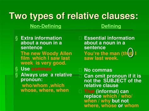Ppt Two Types Of Relative Clauses Powerpoint Presentation Free Download Id