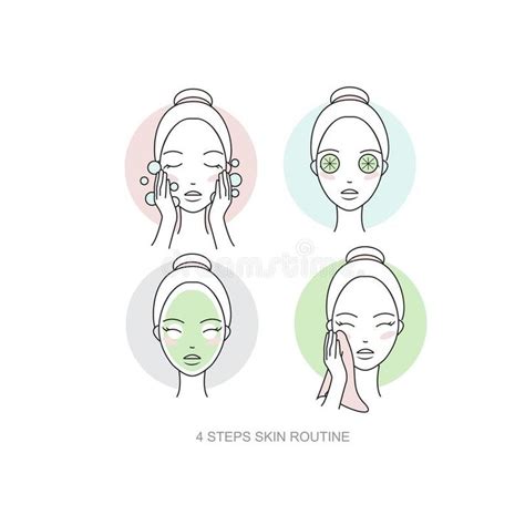 Woman Skincare Routine Icon Collection Steps How To Apply Face Make Up
