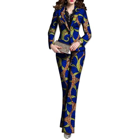 Buy Fashion African Print Women Blazer With Pant Suit