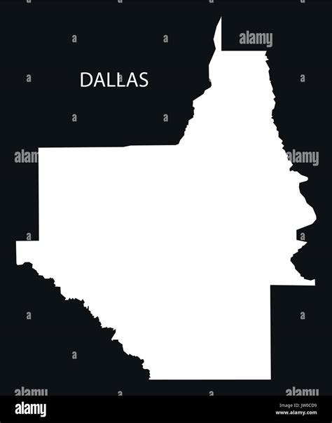 Dallas County Map Of Alabama Usa Black Inverted Illustration Stock