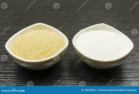 Comparison Of White And Cane Sugar Stock Image Image Of Ceramic